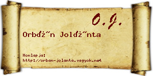 Orbán Jolánta névjegykártya